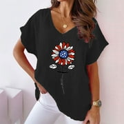Jacenvly New Juniors Tube Tops Misses V-Neck Print T-Shirts Fashion Comfortable Female Blouses Tops